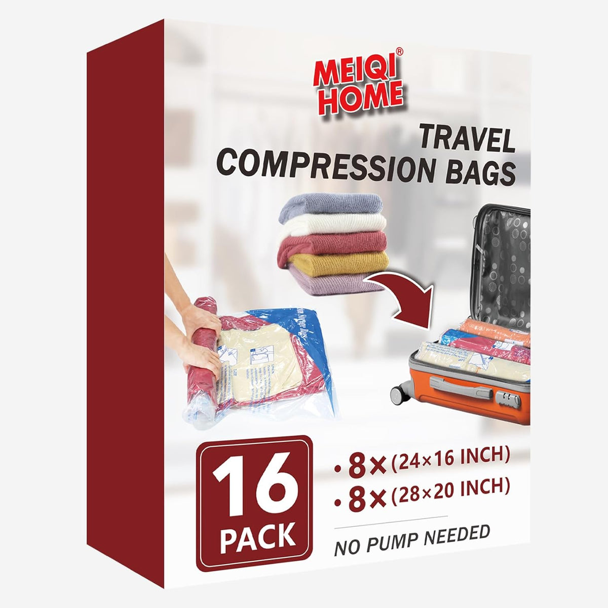 Vacuum Storage Bags, Space Saver Sealer Bags for Clothing, Pillows, Comforters, Blankets, Bedding, Travel, 12 Roll Bags, PA+PE Material
