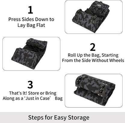 Duffle Bag Travel Luggage with Wheels: Large Rolling Backpack Foldable Carry On roller for Traveling - Weekender Overnight Personal Items Duffel Bag for Men and Women 80L (Green)