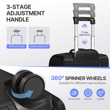 Carry On Luggage, Softside Suitcases with Spinner Wheels, Lightweight Carry-on Suitcase with TSA Lock for Women Men, Large Luggage for Travel Business Trip (Black, 21-Inch)