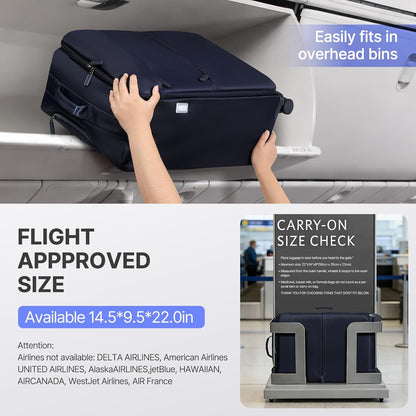 Carry On Luggage, Softside Suitcases with Spinner Wheels, Lightweight Carry-on Suitcase with TSA Lock for Women Men, Large Luggage for Travel Business Trip (Black, 21-Inch)