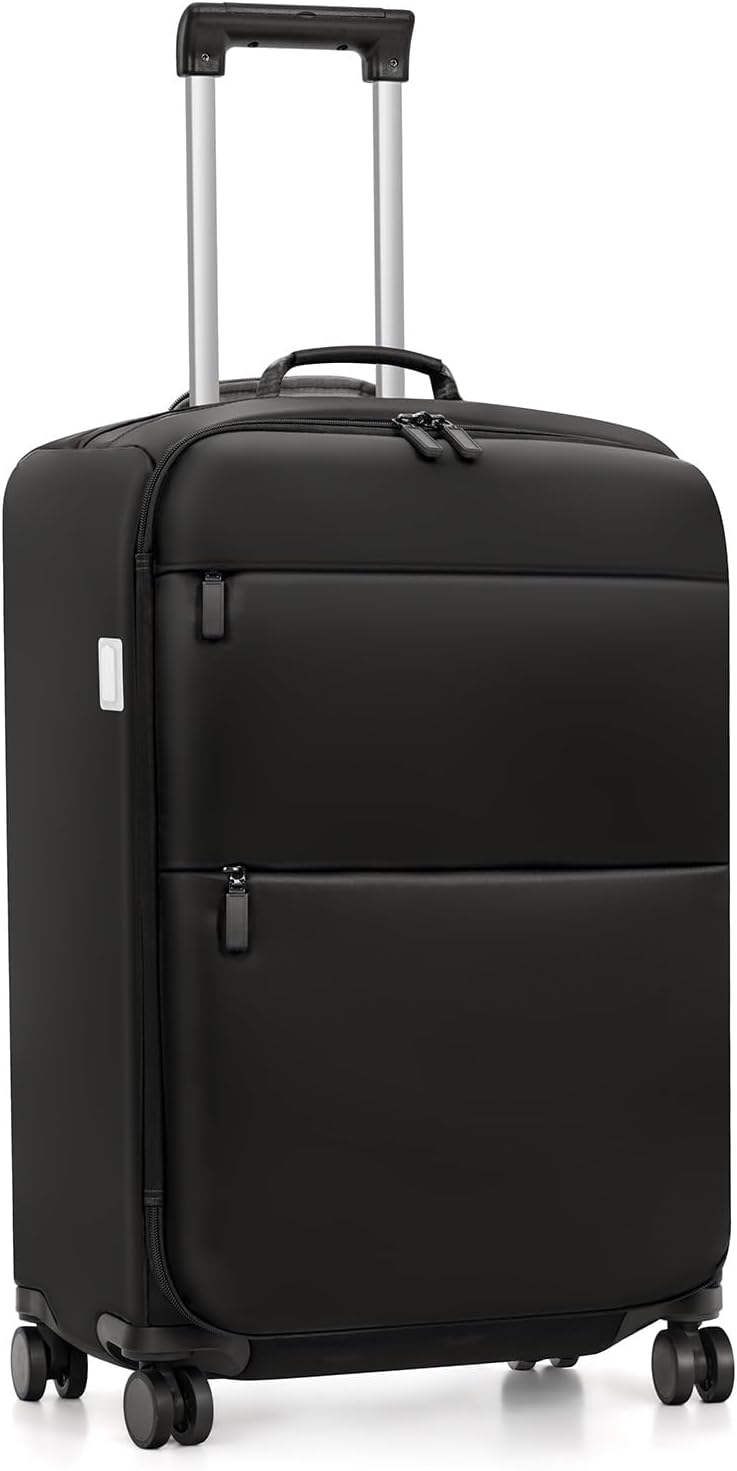 Carry On Luggage, Softside Suitcases with Spinner Wheels, Lightweight Carry-on Suitcase with TSA Lock for Women Men, Large Luggage for Travel Business Trip (Black, 21-Inch)