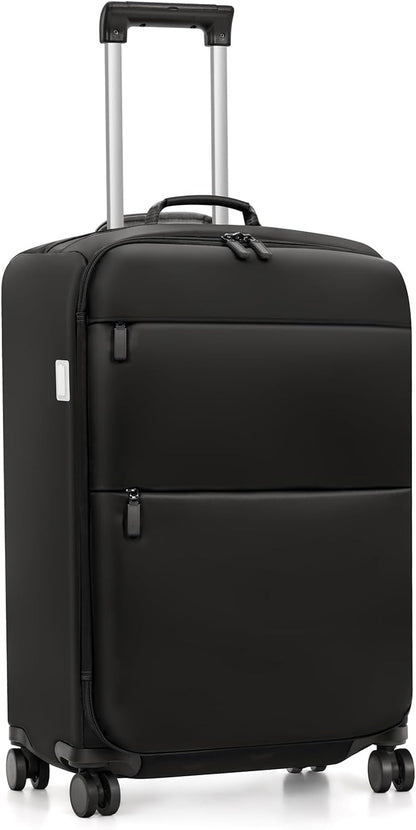 Carry On Luggage, Softside Suitcases with Spinner Wheels, Lightweight Carry-on Suitcase with TSA Lock for Women Men, Large Luggage for Travel Business Trip (Black, 21-Inch)