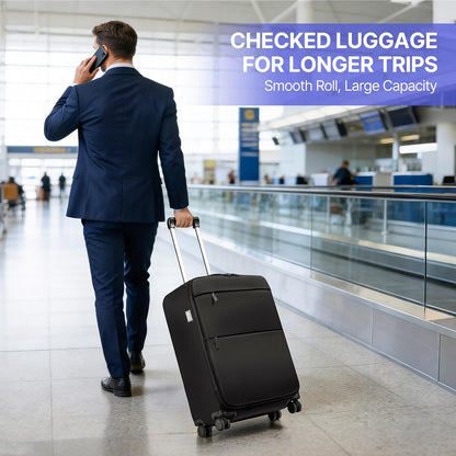 Carry On Luggage, Softside Suitcases with Spinner Wheels, Lightweight Carry-on Suitcase with TSA Lock for Women Men, Large Luggage for Travel Business Trip (Black, 21-Inch)