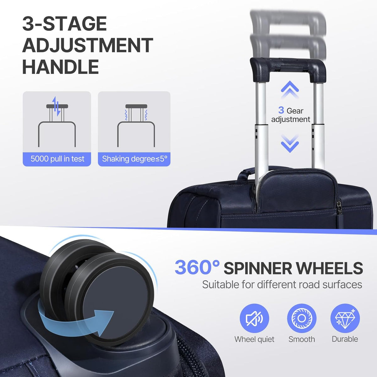 Carry On Luggage, Softside Suitcases with Spinner Wheels, Lightweight Carry-on Suitcase with TSA Lock for Women Men, Large Luggage for Travel Business Trip (Black, 21-Inch)