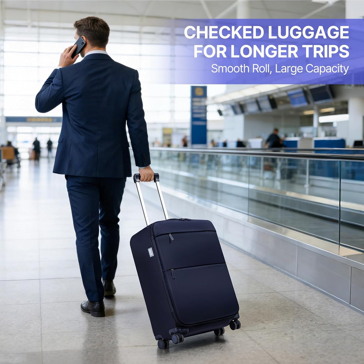 Carry On Luggage, Softside Suitcases with Spinner Wheels, Lightweight Carry-on Suitcase with TSA Lock for Women Men, Large Luggage for Travel Business Trip (Black, 21-Inch)