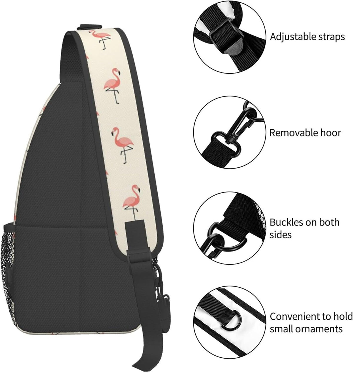 Men Women Sling Shoulder Backpack Casual Carrying Tote Case Crossbody Travel Bag, Anti-Theft Multipurpose Carry On Bag, Aztec Black Grey And White Crossbody Bag