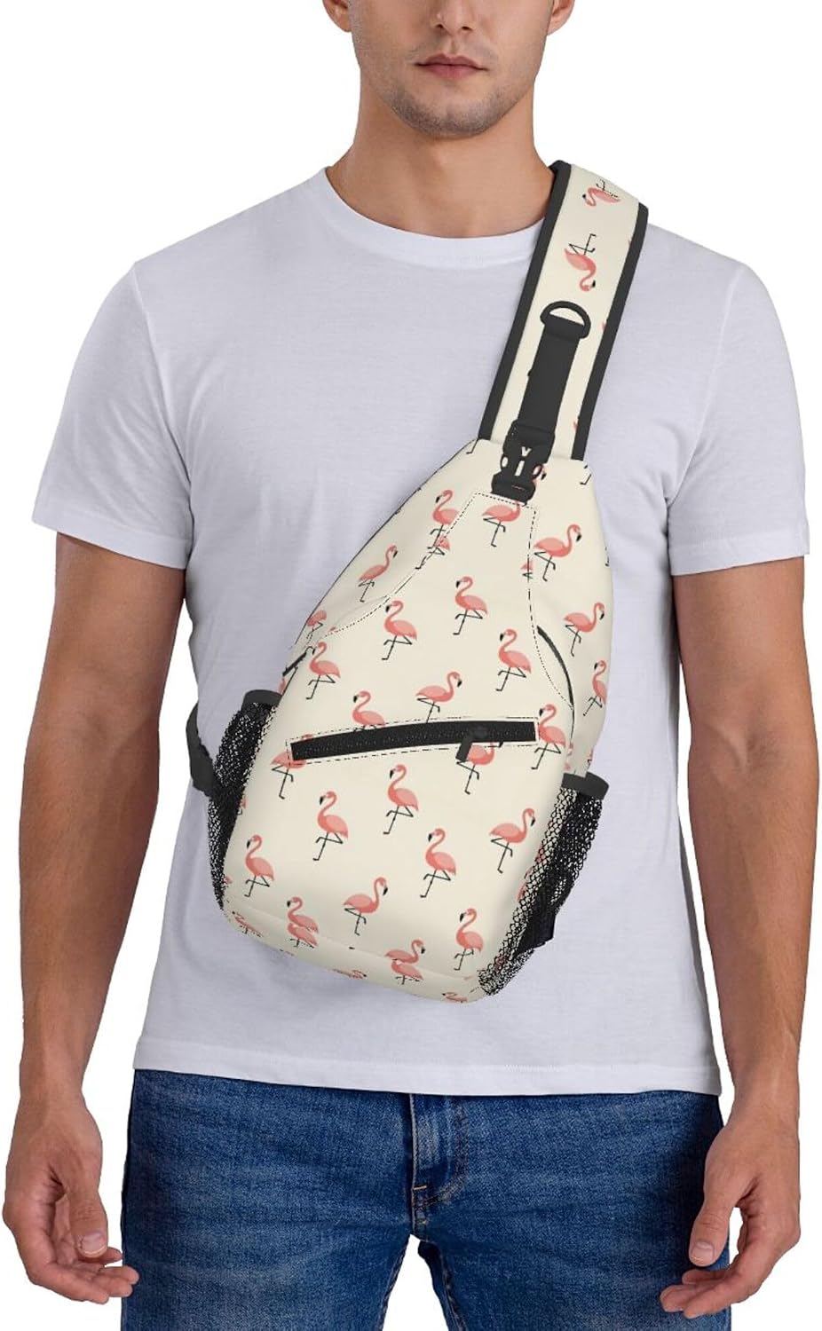 Men Women Sling Shoulder Backpack Casual Carrying Tote Case Crossbody Travel Bag, Anti-Theft Multipurpose Carry On Bag, Aztec Black Grey And White Crossbody Bag