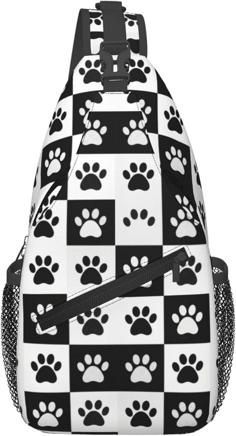 Men Women Sling Shoulder Backpack Casual Carrying Tote Case Crossbody Travel Bag, Anti-Theft Multipurpose Carry On Bag, Aztec Black Grey And White Crossbody Bag
