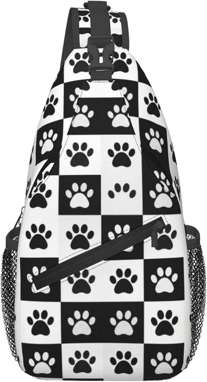 Men Women Sling Shoulder Backpack Casual Carrying Tote Case Crossbody Travel Bag, Anti-Theft Multipurpose Carry On Bag, Aztec Black Grey And White Crossbody Bag