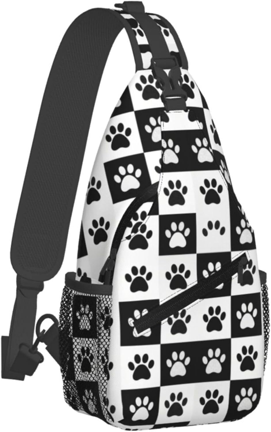 Men Women Sling Shoulder Backpack Casual Carrying Tote Case Crossbody Travel Bag, Anti-Theft Multipurpose Carry On Bag, Aztec Black Grey And White Crossbody Bag