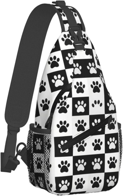 Men Women Sling Shoulder Backpack Casual Carrying Tote Case Crossbody Travel Bag, Anti-Theft Multipurpose Carry On Bag, Aztec Black Grey And White Crossbody Bag