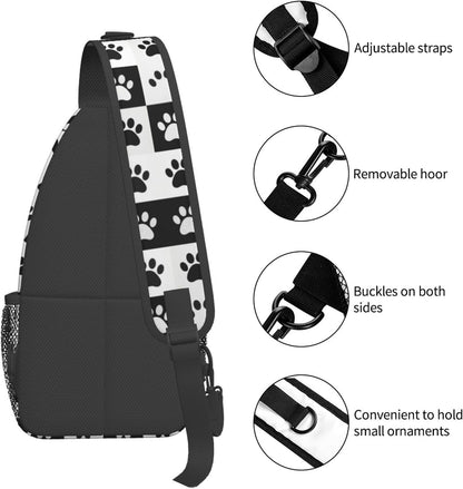 Men Women Sling Shoulder Backpack Casual Carrying Tote Case Crossbody Travel Bag, Anti-Theft Multipurpose Carry On Bag, Aztec Black Grey And White Crossbody Bag