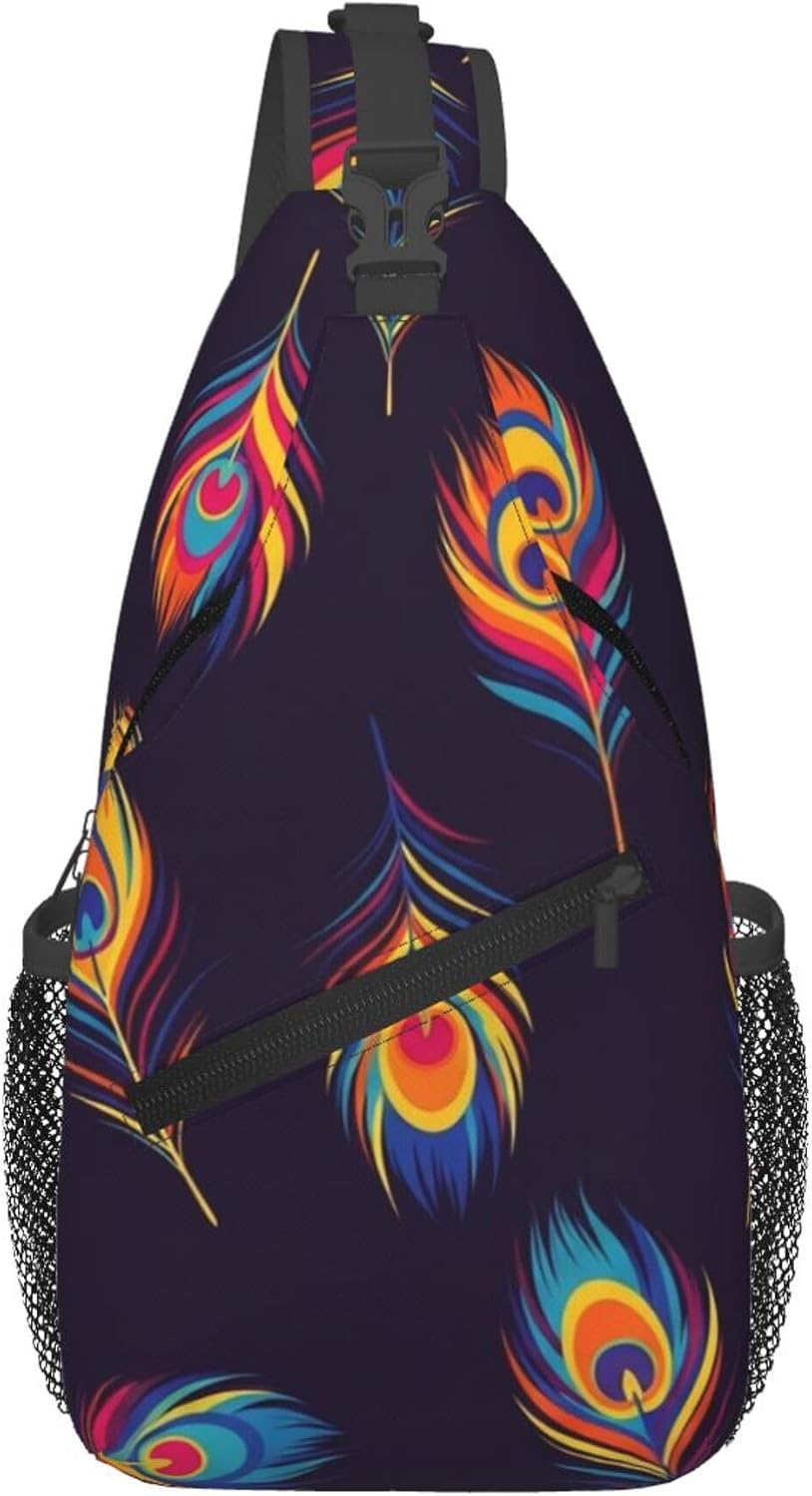 Men Women Sling Shoulder Backpack Casual Carrying Tote Case Crossbody Travel Bag, Anti-Theft Multipurpose Carry On Bag, Aztec Black Grey And White Crossbody Bag