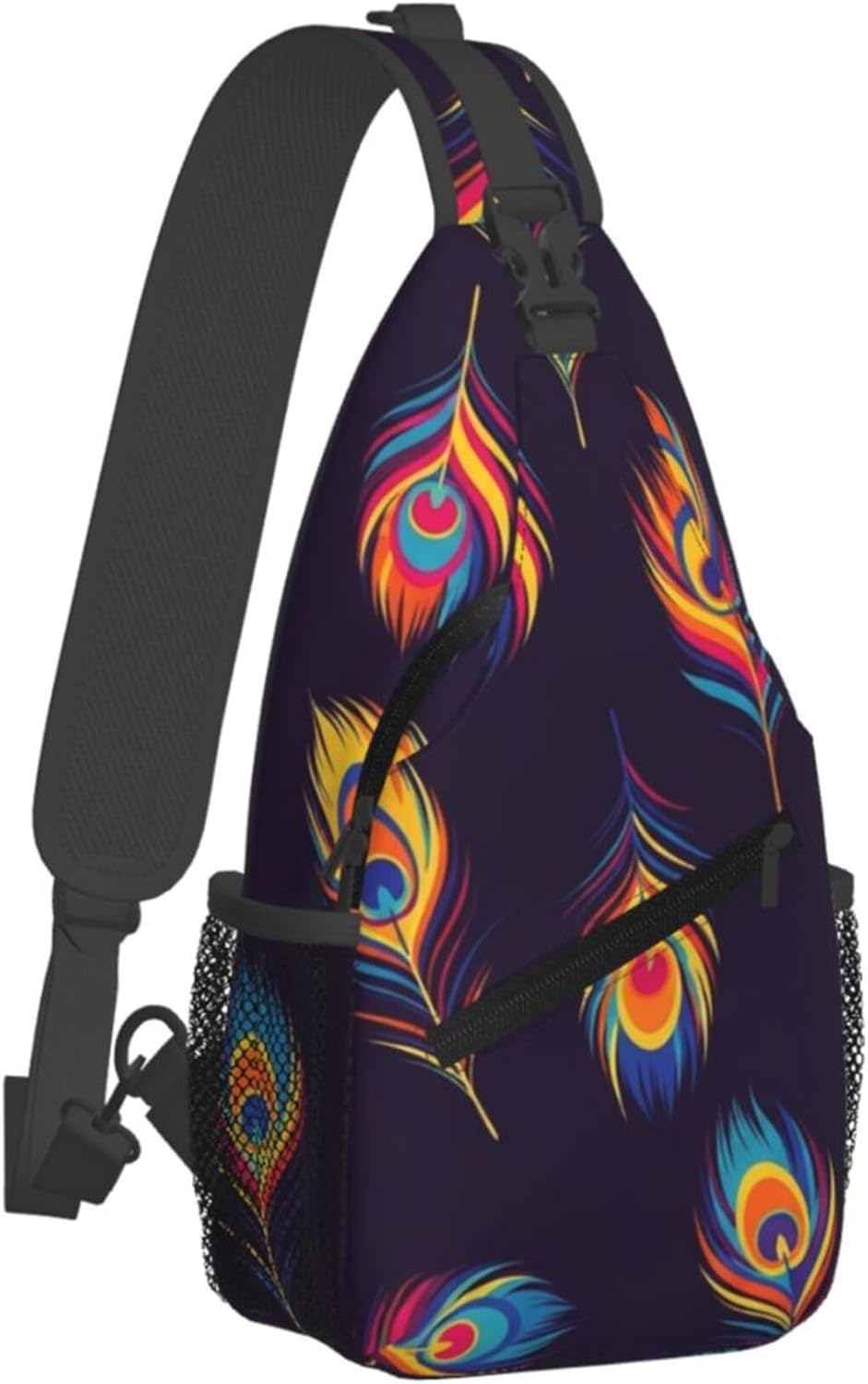 Men Women Sling Shoulder Backpack Casual Carrying Tote Case Crossbody Travel Bag, Anti-Theft Multipurpose Carry On Bag, Aztec Black Grey And White Crossbody Bag