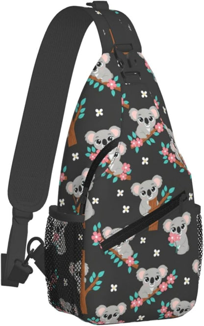 Men Women Sling Shoulder Backpack Casual Carrying Tote Case Crossbody Travel Bag, Anti-Theft Multipurpose Carry On Bag, Aztec Black Grey And White Crossbody Bag