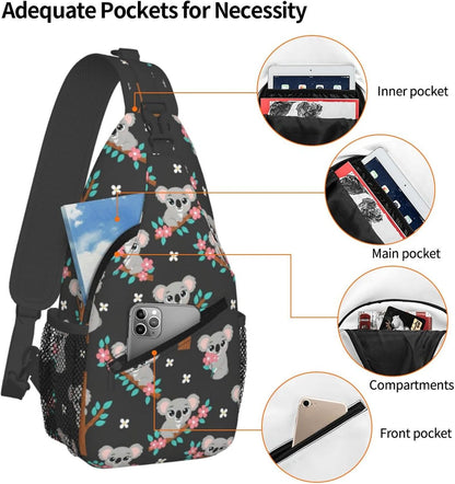 Men Women Sling Shoulder Backpack Casual Carrying Tote Case Crossbody Travel Bag, Anti-Theft Multipurpose Carry On Bag, Aztec Black Grey And White Crossbody Bag