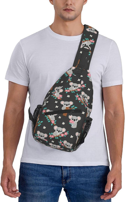 Men Women Sling Shoulder Backpack Casual Carrying Tote Case Crossbody Travel Bag, Anti-Theft Multipurpose Carry On Bag, Aztec Black Grey And White Crossbody Bag