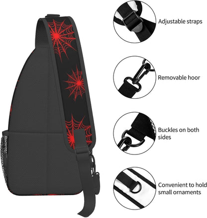 Men Women Sling Shoulder Backpack Casual Carrying Tote Case Crossbody Travel Bag, Anti-Theft Multipurpose Carry On Bag, Aztec Black Grey And White Crossbody Bag