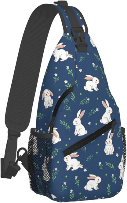 Men Women Sling Shoulder Backpack Casual Carrying Tote Case Crossbody Travel Bag, Anti-Theft Multipurpose Carry On Bag, Aztec Black Grey And White Crossbody Bag