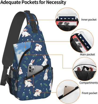 Men Women Sling Shoulder Backpack Casual Carrying Tote Case Crossbody Travel Bag, Anti-Theft Multipurpose Carry On Bag, Aztec Black Grey And White Crossbody Bag