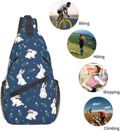 Men Women Sling Shoulder Backpack Casual Carrying Tote Case Crossbody Travel Bag, Anti-Theft Multipurpose Carry On Bag, Aztec Black Grey And White Crossbody Bag