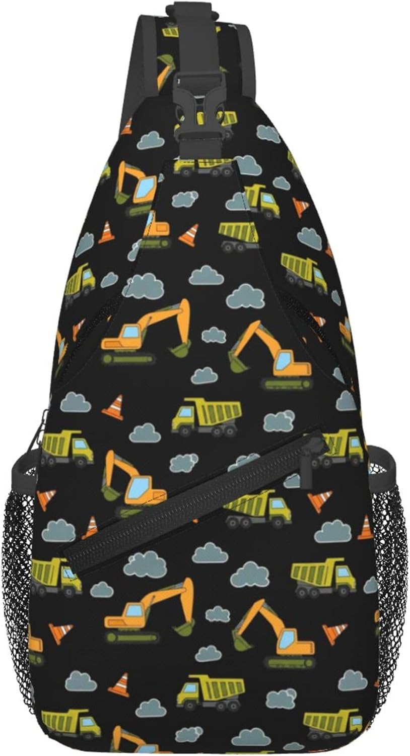 Men Women Sling Shoulder Backpack Casual Carrying Tote Case Crossbody Travel Bag, Anti-Theft Multipurpose Carry On Bag, Aztec Black Grey And White Crossbody Bag