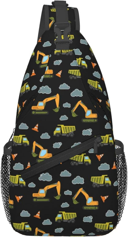 Men Women Sling Shoulder Backpack Casual Carrying Tote Case Crossbody Travel Bag, Anti-Theft Multipurpose Carry On Bag, Aztec Black Grey And White Crossbody Bag