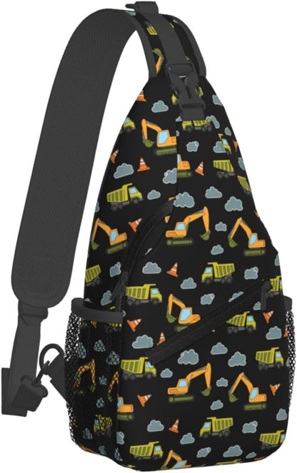 Men Women Sling Shoulder Backpack Casual Carrying Tote Case Crossbody Travel Bag, Anti-Theft Multipurpose Carry On Bag, Aztec Black Grey And White Crossbody Bag