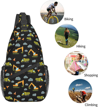 Men Women Sling Shoulder Backpack Casual Carrying Tote Case Crossbody Travel Bag, Anti-Theft Multipurpose Carry On Bag, Aztec Black Grey And White Crossbody Bag