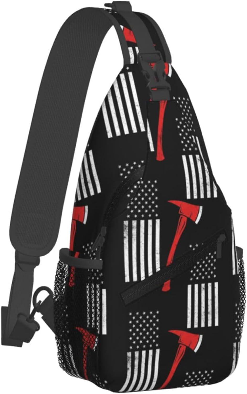 Men Women Sling Shoulder Backpack Casual Carrying Tote Case Crossbody Travel Bag, Anti-Theft Multipurpose Carry On Bag, Aztec Black Grey And White Crossbody Bag
