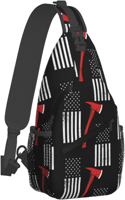 Men Women Sling Shoulder Backpack Casual Carrying Tote Case Crossbody Travel Bag, Anti-Theft Multipurpose Carry On Bag, Aztec Black Grey And White Crossbody Bag
