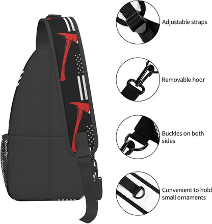 Men Women Sling Shoulder Backpack Casual Carrying Tote Case Crossbody Travel Bag, Anti-Theft Multipurpose Carry On Bag, Aztec Black Grey And White Crossbody Bag