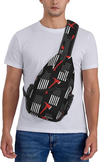 Men Women Sling Shoulder Backpack Casual Carrying Tote Case Crossbody Travel Bag, Anti-Theft Multipurpose Carry On Bag, Aztec Black Grey And White Crossbody Bag