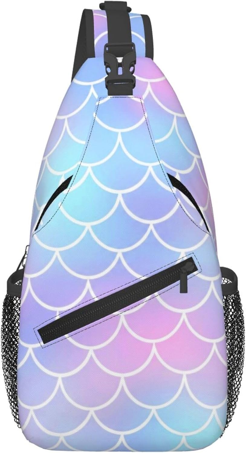 Men Women Sling Shoulder Backpack Casual Carrying Tote Case Crossbody Travel Bag, Anti-Theft Multipurpose Carry On Bag, Aztec Black Grey And White Crossbody Bag