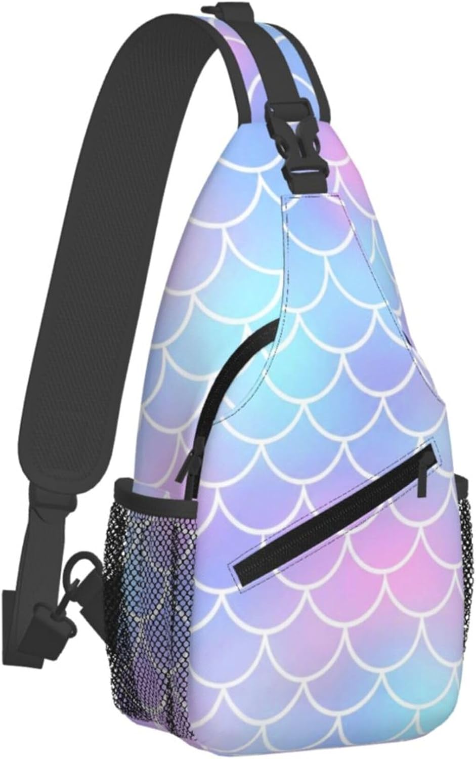 Men Women Sling Shoulder Backpack Casual Carrying Tote Case Crossbody Travel Bag, Anti-Theft Multipurpose Carry On Bag, Aztec Black Grey And White Crossbody Bag