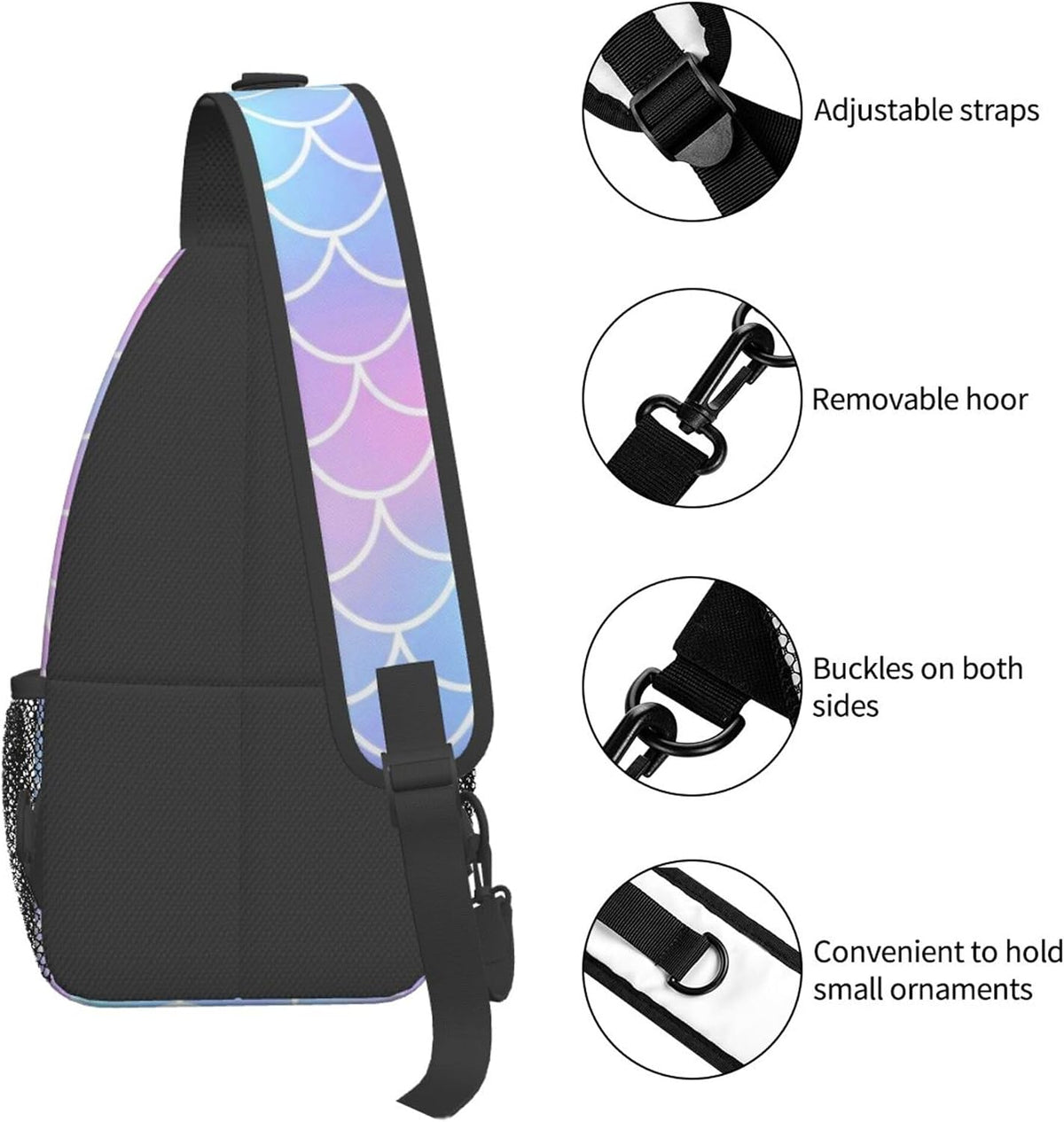 Men Women Sling Shoulder Backpack Casual Carrying Tote Case Crossbody Travel Bag, Anti-Theft Multipurpose Carry On Bag, Aztec Black Grey And White Crossbody Bag