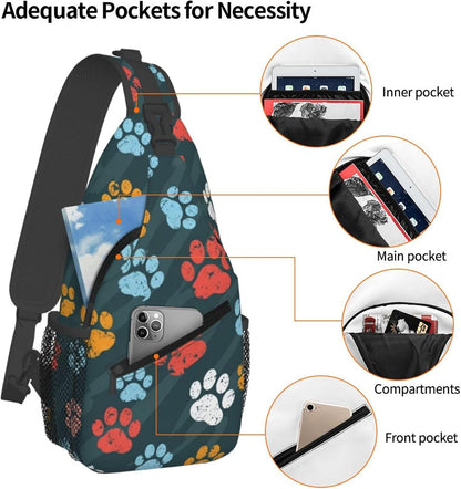 Men Women Sling Shoulder Backpack Casual Carrying Tote Case Crossbody Travel Bag, Anti-Theft Multipurpose Carry On Bag, Aztec Black Grey And White Crossbody Bag