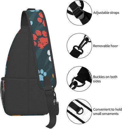 Men Women Sling Shoulder Backpack Casual Carrying Tote Case Crossbody Travel Bag, Anti-Theft Multipurpose Carry On Bag, Aztec Black Grey And White Crossbody Bag