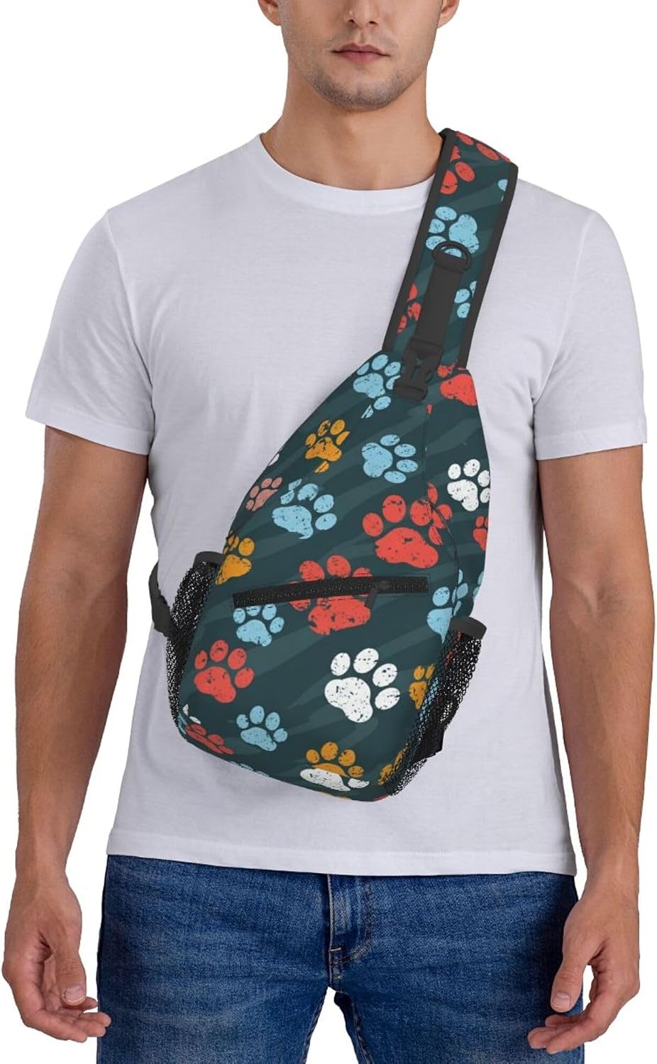 Men Women Sling Shoulder Backpack Casual Carrying Tote Case Crossbody Travel Bag, Anti-Theft Multipurpose Carry On Bag, Aztec Black Grey And White Crossbody Bag