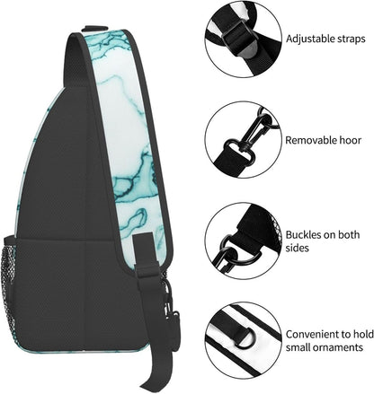 Men Women Sling Shoulder Backpack Casual Carrying Tote Case Crossbody Travel Bag, Anti-Theft Multipurpose Carry On Bag, Aztec Black Grey And White Crossbody Bag