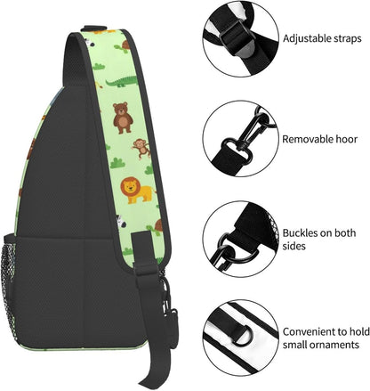 Men Women Sling Shoulder Backpack Casual Carrying Tote Case Crossbody Travel Bag, Anti-Theft Multipurpose Carry On Bag, Aztec Black Grey And White Crossbody Bag