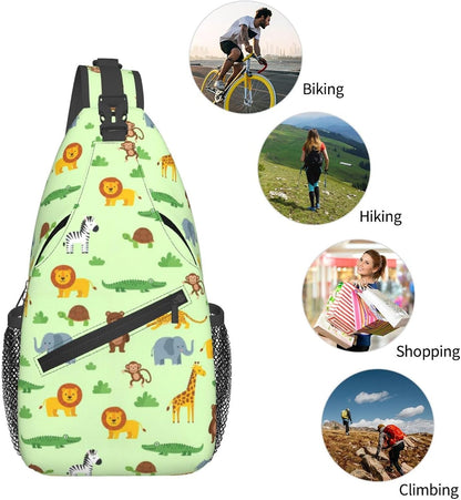 Men Women Sling Shoulder Backpack Casual Carrying Tote Case Crossbody Travel Bag, Anti-Theft Multipurpose Carry On Bag, Aztec Black Grey And White Crossbody Bag