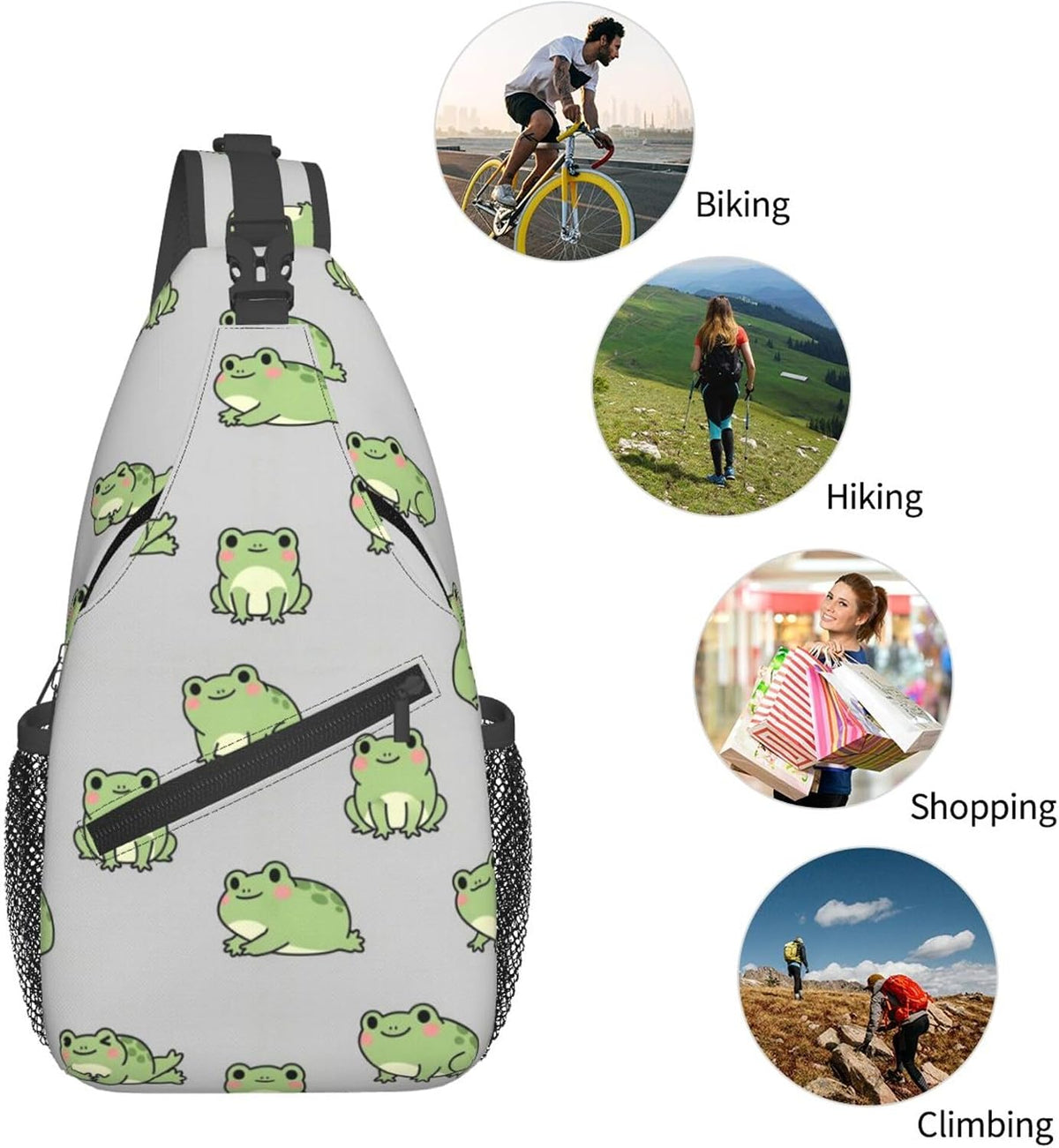 Men Women Sling Shoulder Backpack Casual Carrying Tote Case Crossbody Travel Bag, Anti-Theft Multipurpose Carry On Bag, Aztec Black Grey And White Crossbody Bag