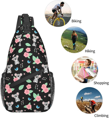 Men Women Sling Shoulder Backpack Casual Carrying Tote Case Crossbody Travel Bag, Anti-Theft Multipurpose Carry On Bag, Aztec Black Grey And White Crossbody Bag