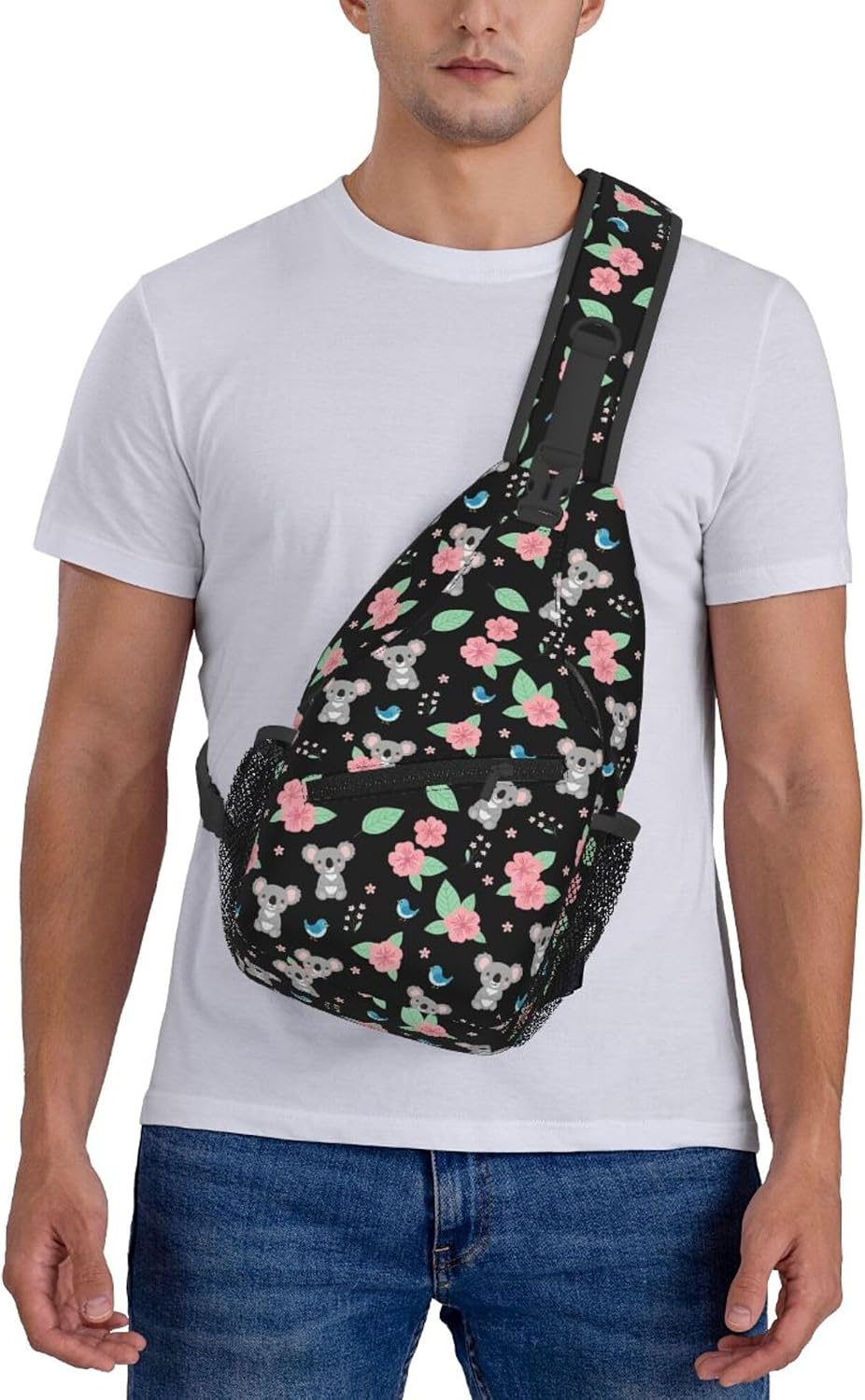 Men Women Sling Shoulder Backpack Casual Carrying Tote Case Crossbody Travel Bag, Anti-Theft Multipurpose Carry On Bag, Aztec Black Grey And White Crossbody Bag