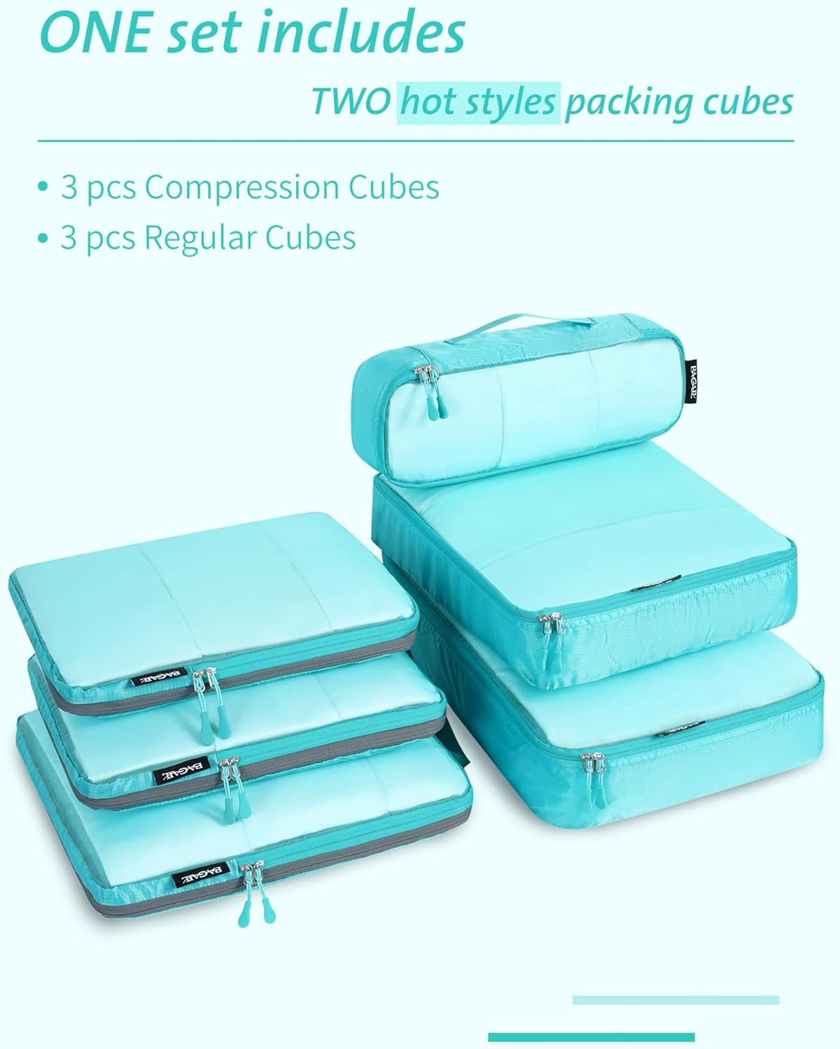 Ultralight Compression Cubes 7 Set - 3 Packing Cubes, 3 Organizers, and 1 Shoe Bag