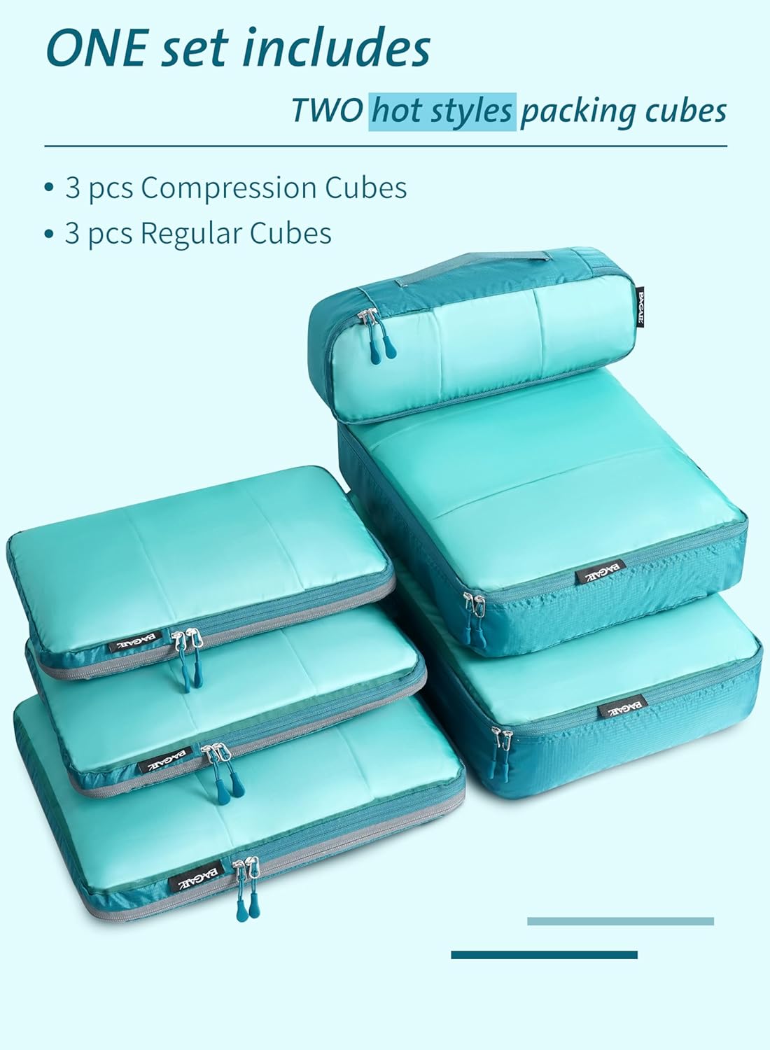 Ultralight Compression Cubes 7 Set - 3 Packing Cubes, 3 Organizers, and 1 Shoe Bag