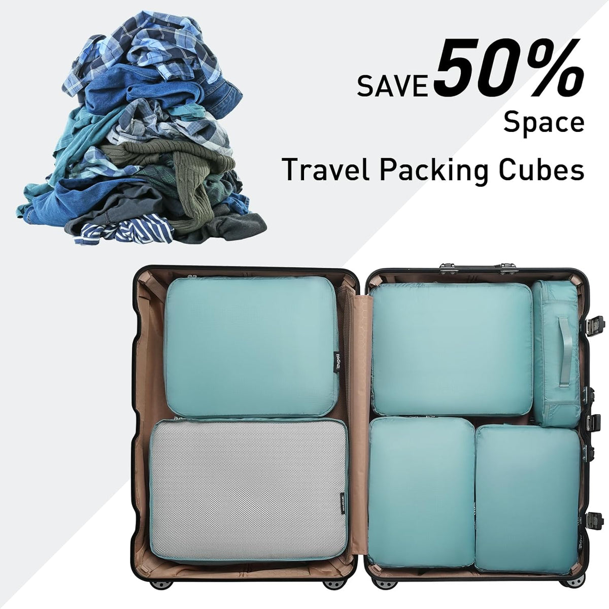 Ultralight Compression Cubes 7 Set - 3 Packing Cubes, 3 Organizers, and 1 Shoe Bag