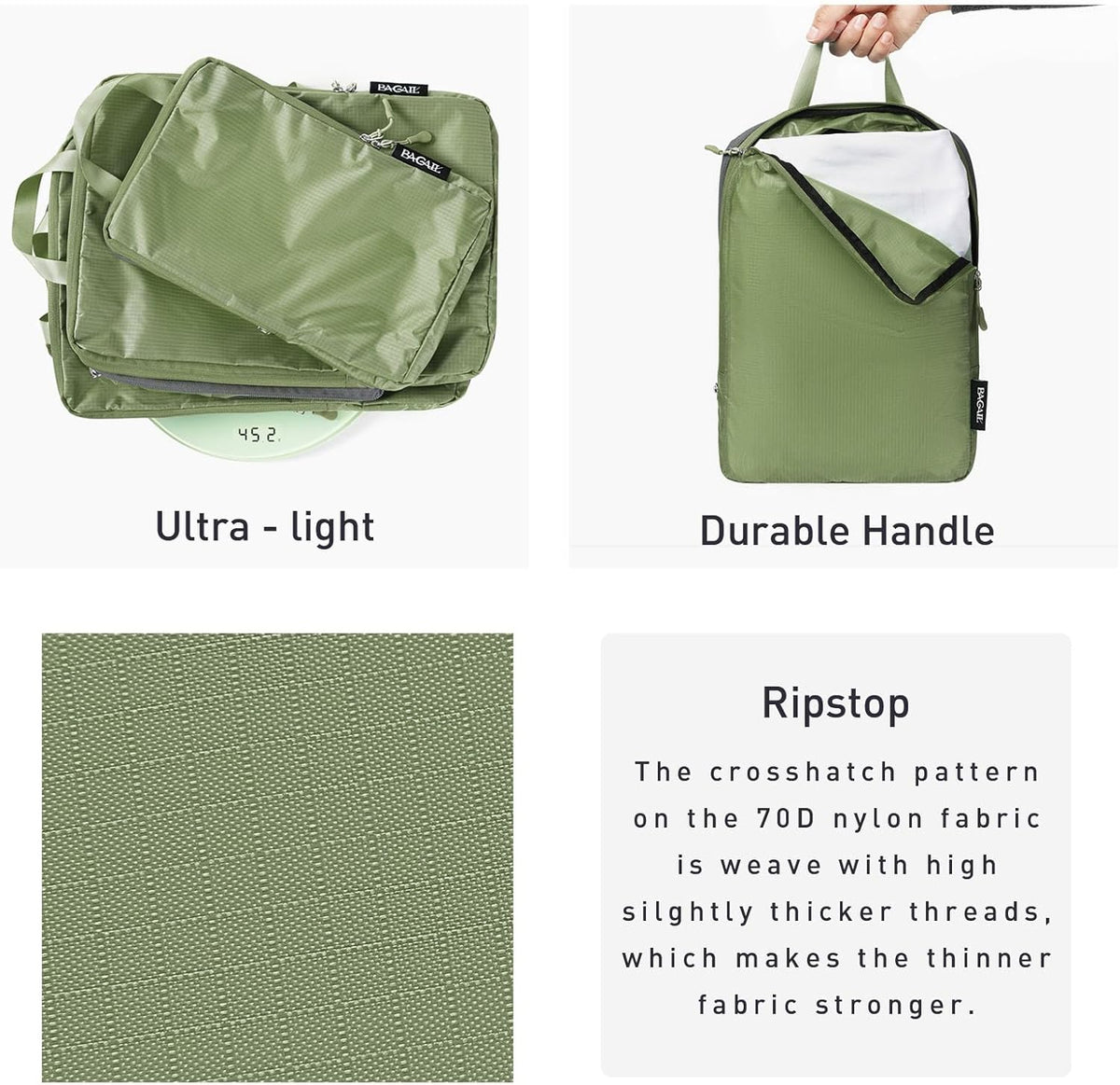 Ultralight Compression Cubes 7 Set - 3 Packing Cubes, 3 Organizers, and 1 Shoe Bag