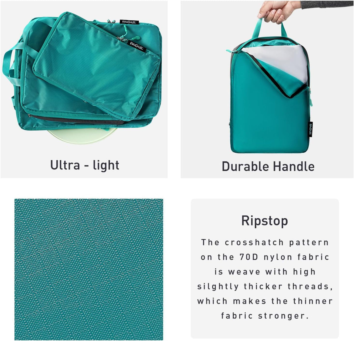 Ultralight Compression Cubes 7 Set - 3 Packing Cubes, 3 Organizers, and 1 Shoe Bag